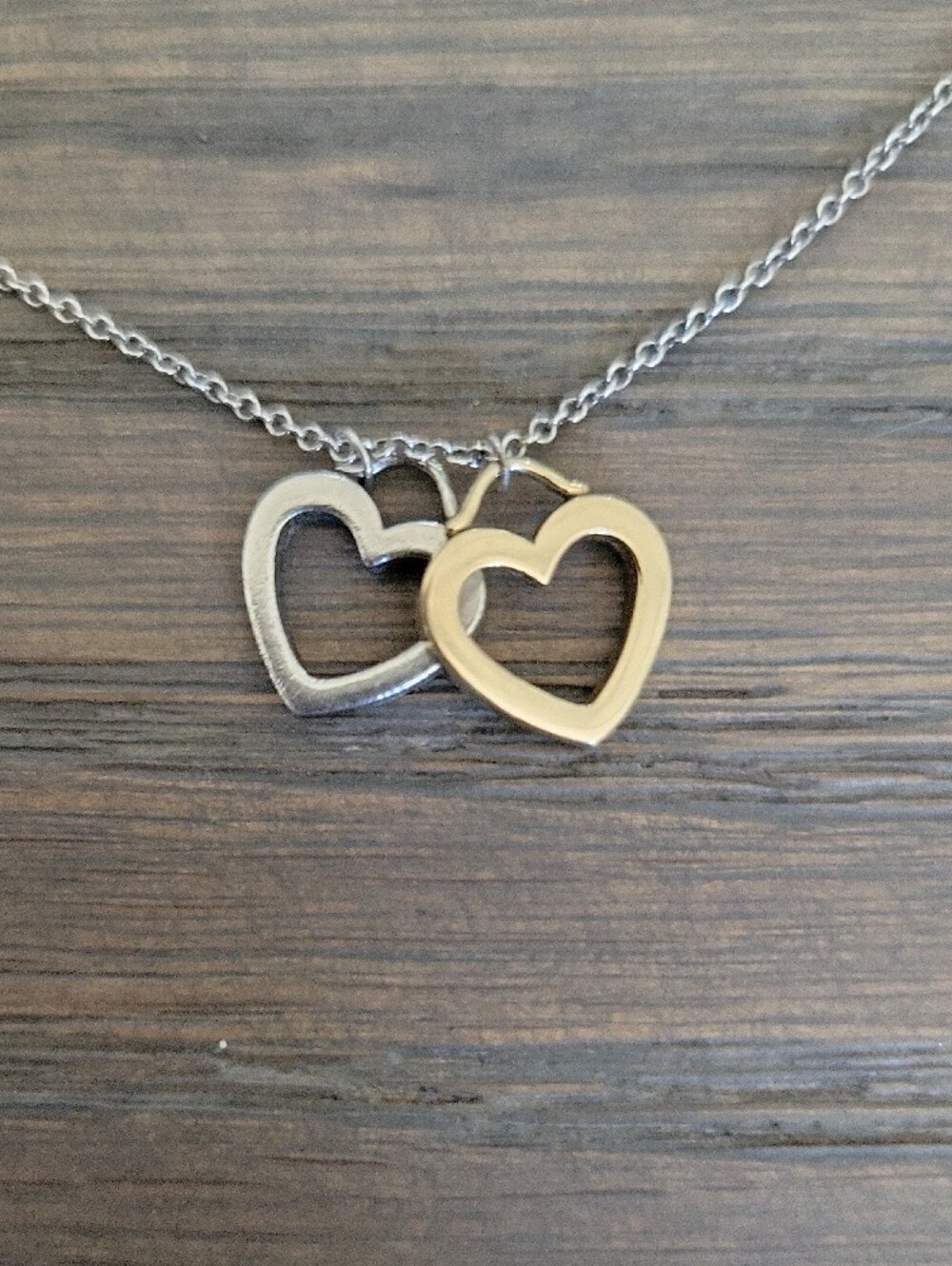 Tiffany Gold Sentimental Double Heart Necklace Silver Gold